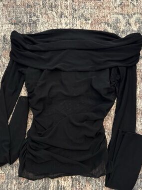 White Fox Boutique Black Off-Shoulder Long Sleeve Top